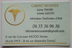 Cabinet INFIRMIER Monselet Procé Nantes – Justine TRAVERS / Juliette SADOUX à Nantes